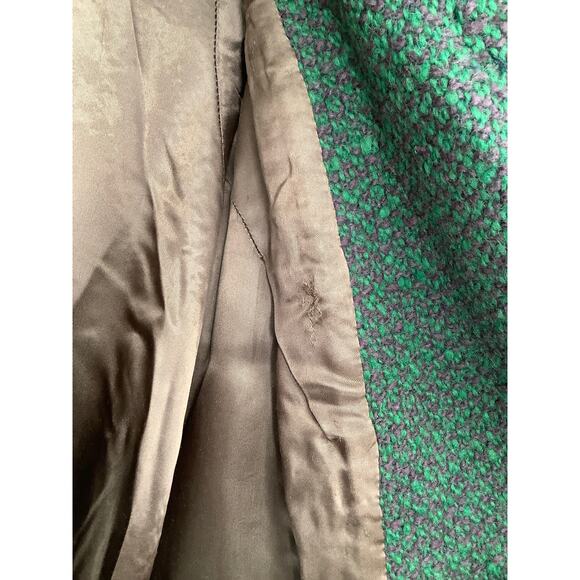 Aquascutum Men's 14 Green Tweed Wool Long Coat Vintage 50s Retro Classic HR3-40 - Picture 4 of 11